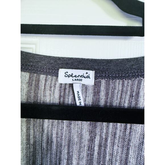 Splendid Oversized V-neck Tunic Tshirt Heathered Gray Large Cozy Lagenlook Fall - Picture 3 of 6